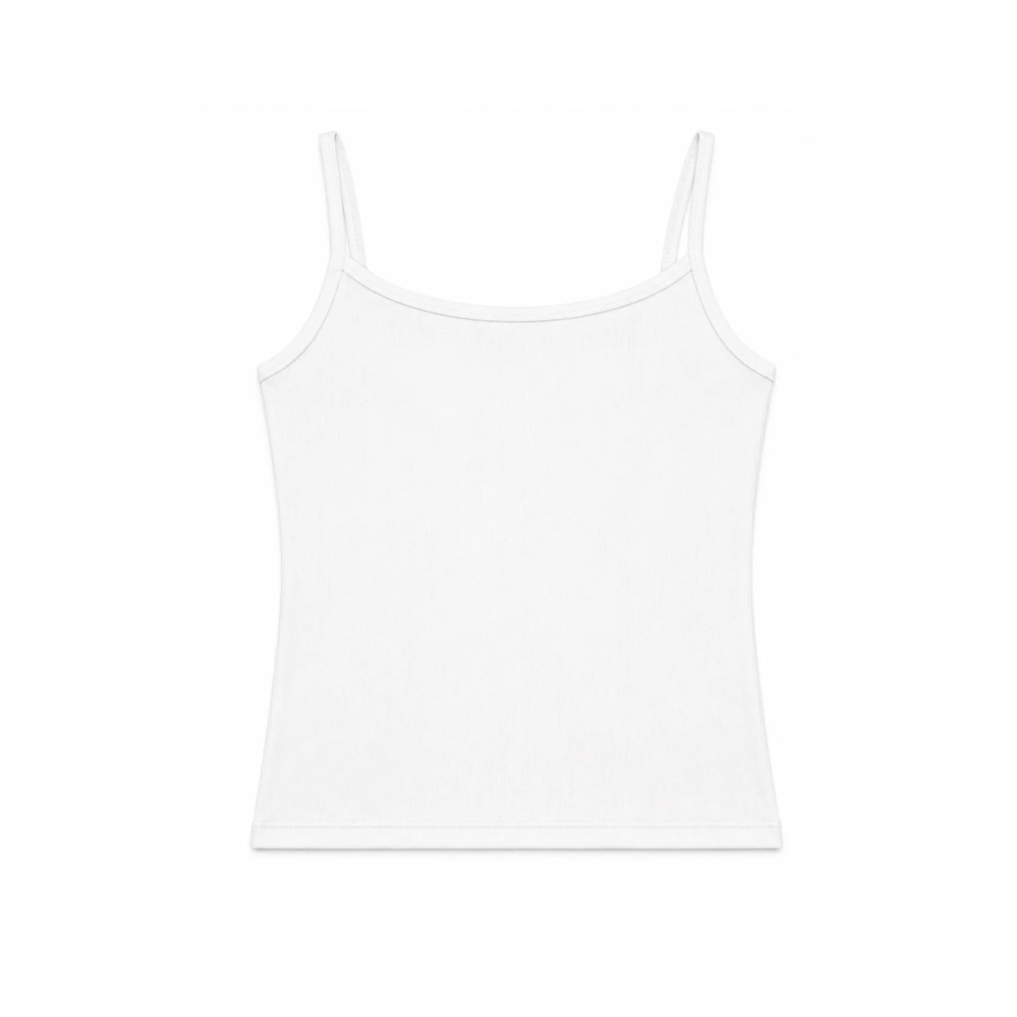 White spaghetti strap tank top on a white background