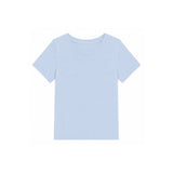 A light blue short-sleeve crewneck t-shirt displayed flat against a solid white background.