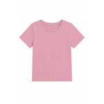 A short-sleeve crewneck t-shirt in a solid dusty pink color, presented flat against a clean white background.
