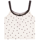 Pointelle Cami With Black Lace Hearts