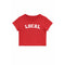 Red t-shirt with 'LOCAL' text on a white background