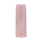 Red and white horizontally striped wide-leg lounge pants with an elastic waistband and drawstring, shown against a plain white background.