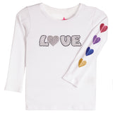 Love Glitter Hearts Sleeve Tee - Denny's