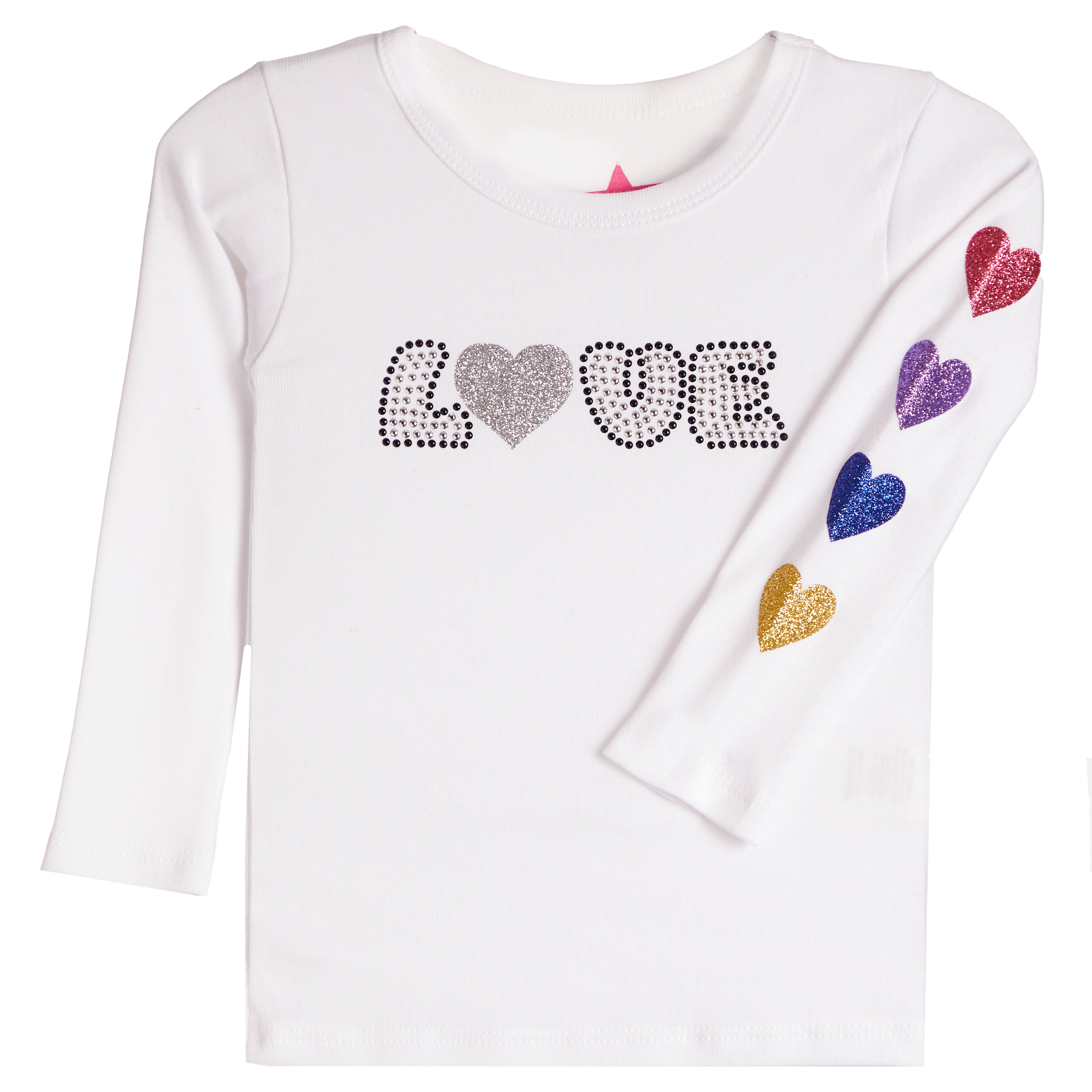 Love Glitter Hearts Sleeve Tee - Denny's