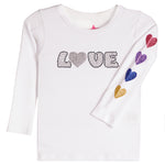 Love Glitter Hearts Sleeve Tee - Denny's
