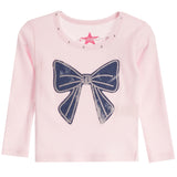 Denim Studded Bow Long Sleeve Shirt