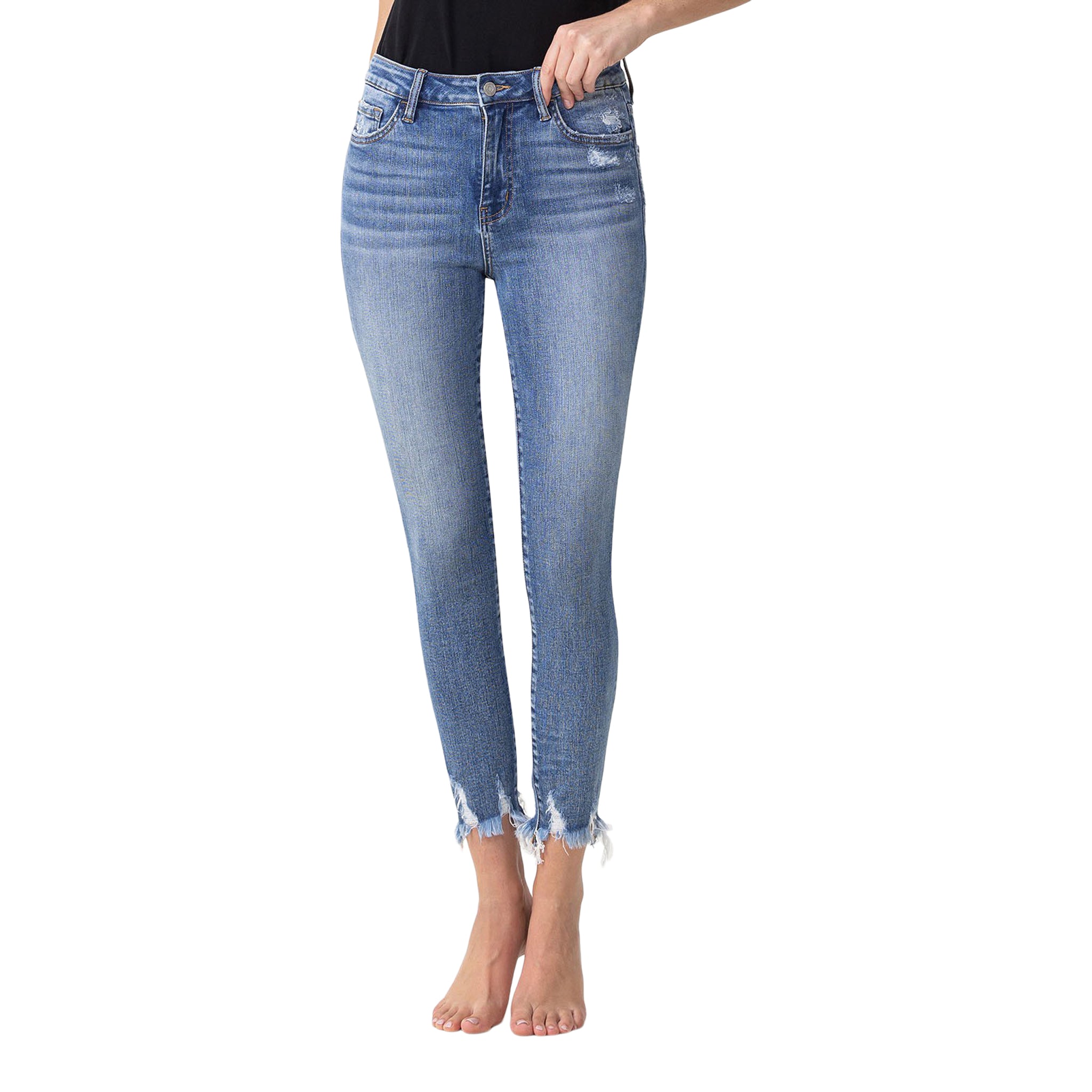High Rise Frayed Hem Skinny - Denny's