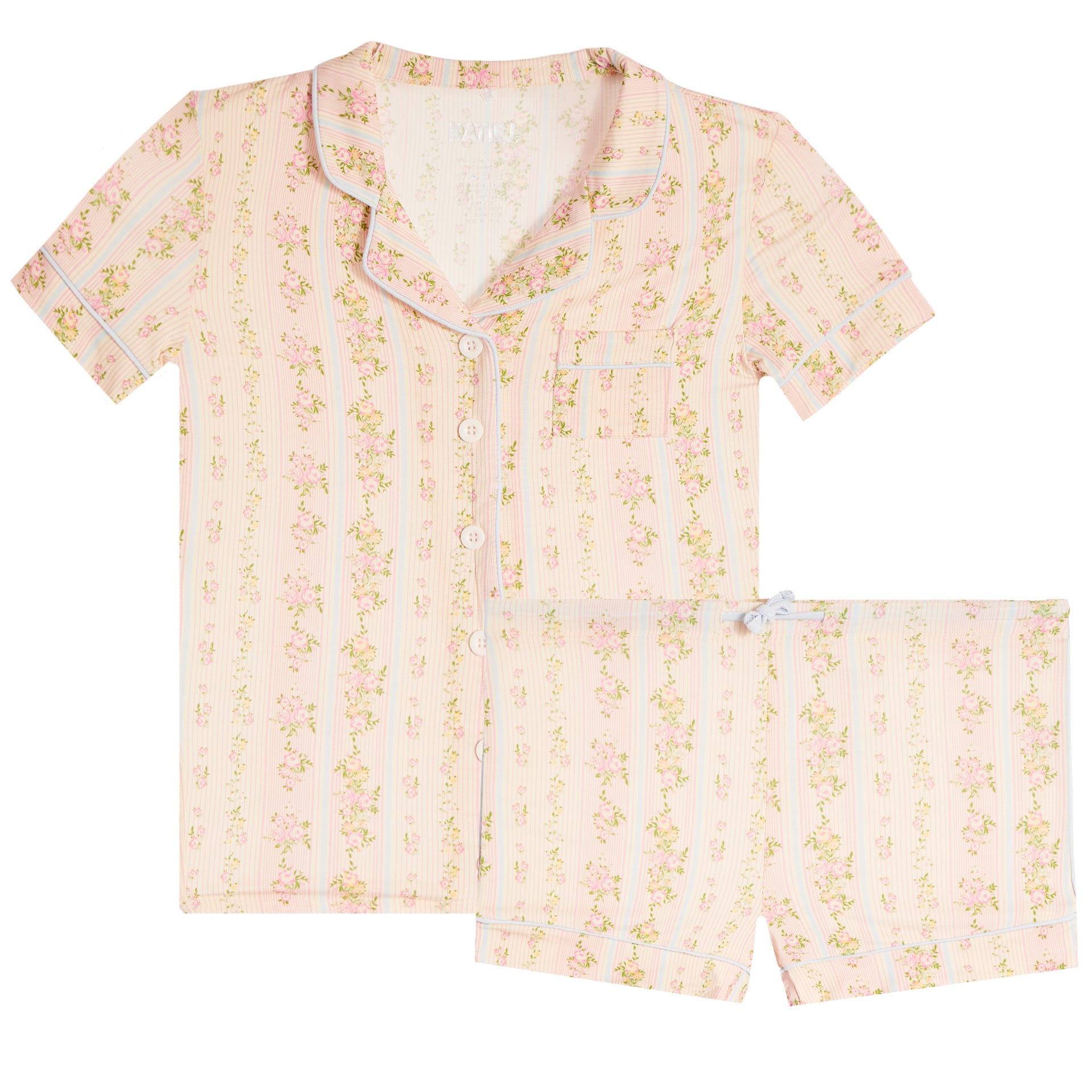Shabby Floral Stripe Short Set - Denny's