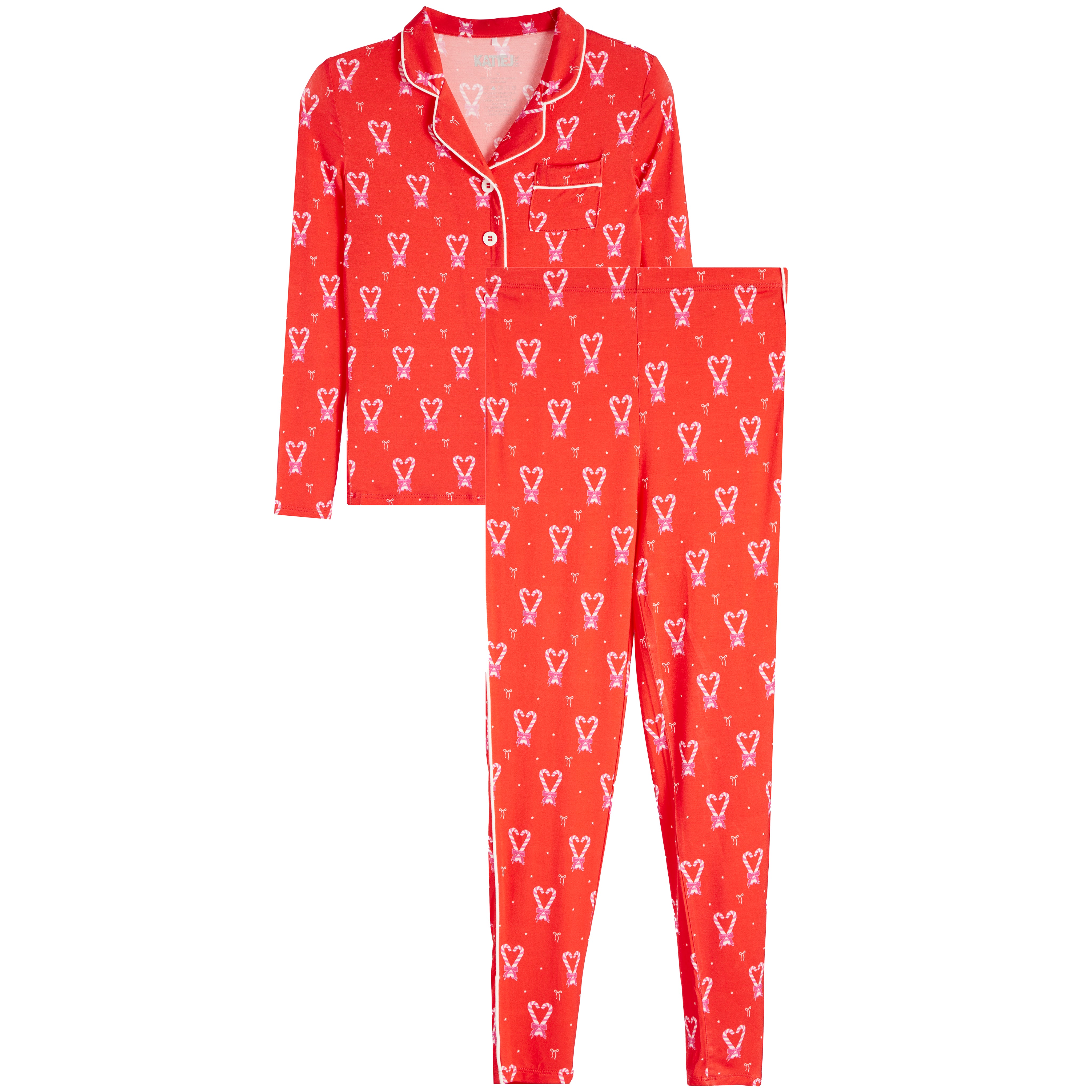 Tween Christmas Candy Cane Heart Pant Set - Denny's