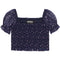 Marlee Blue Floral Eyelet Flutter Top - Denny's