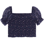 Marlee Blue Floral Eyelet Flutter Top - Denny's