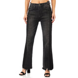 High Rise Unbalanced Waist Mini Flare - Denny's