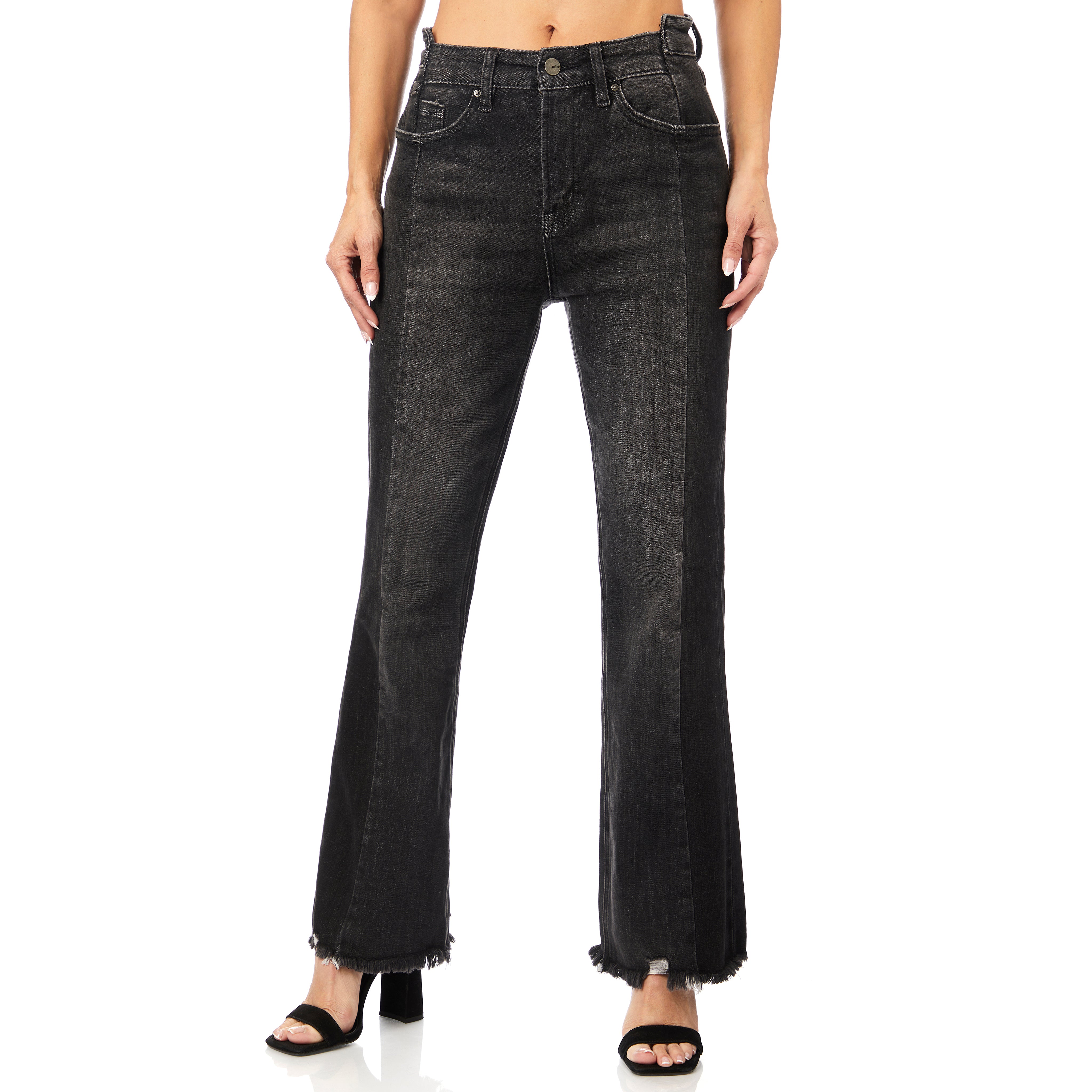 High Rise Unbalanced Waist Mini Flare - Denny's