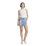 Raw Hem Denim Mini Skirt