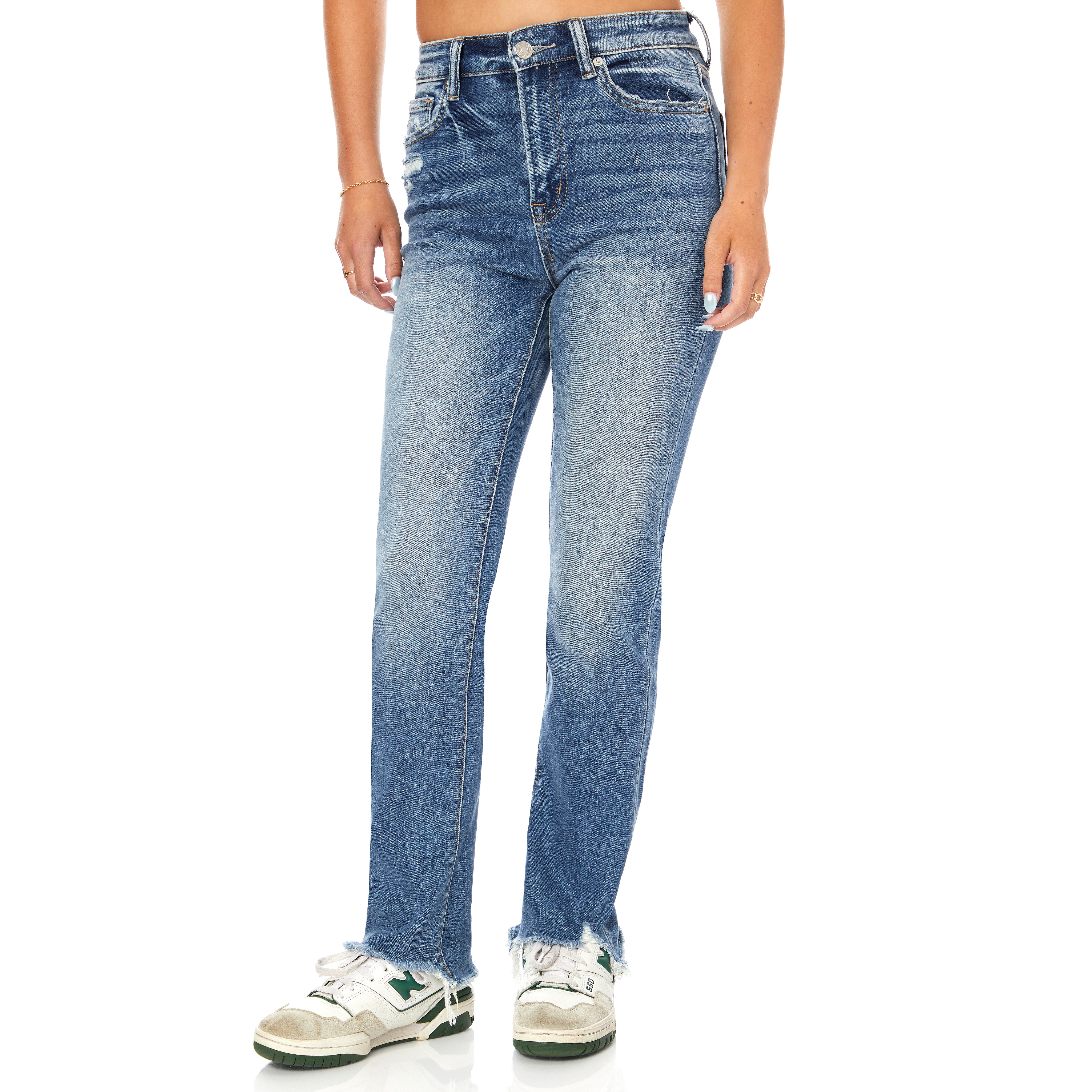 High Rise Straight Leg Step Hem Jean - Denny's