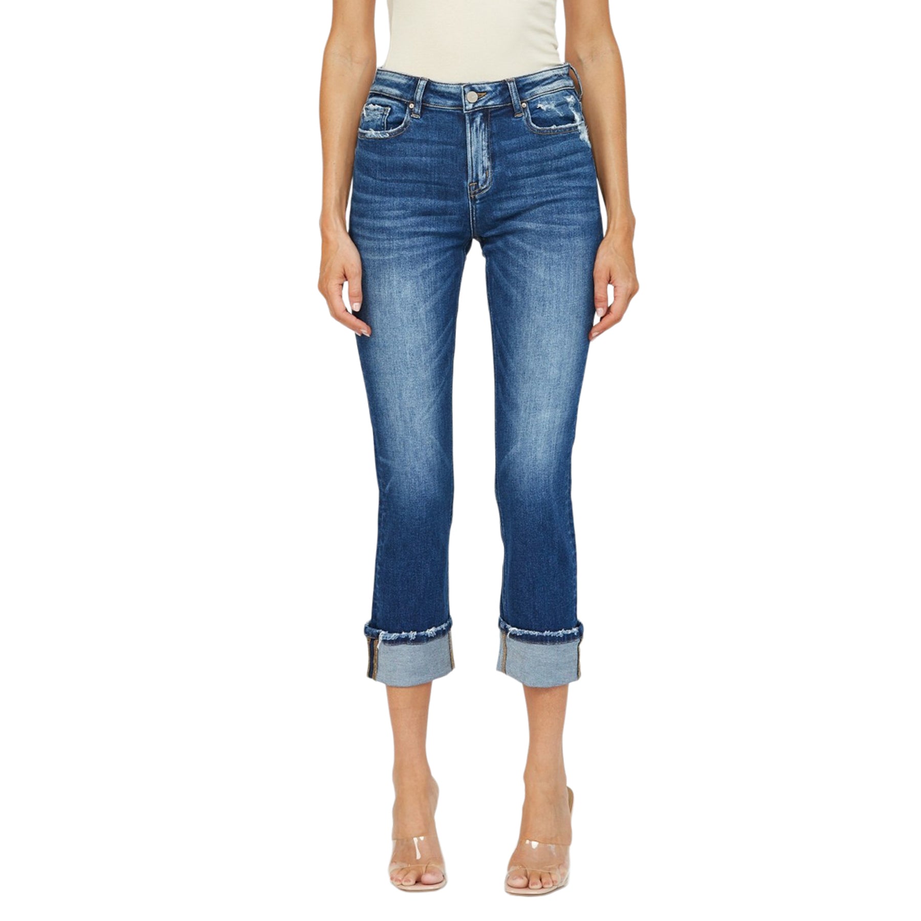 Mid Rise Cuff Straight Leg Jean - Denny's