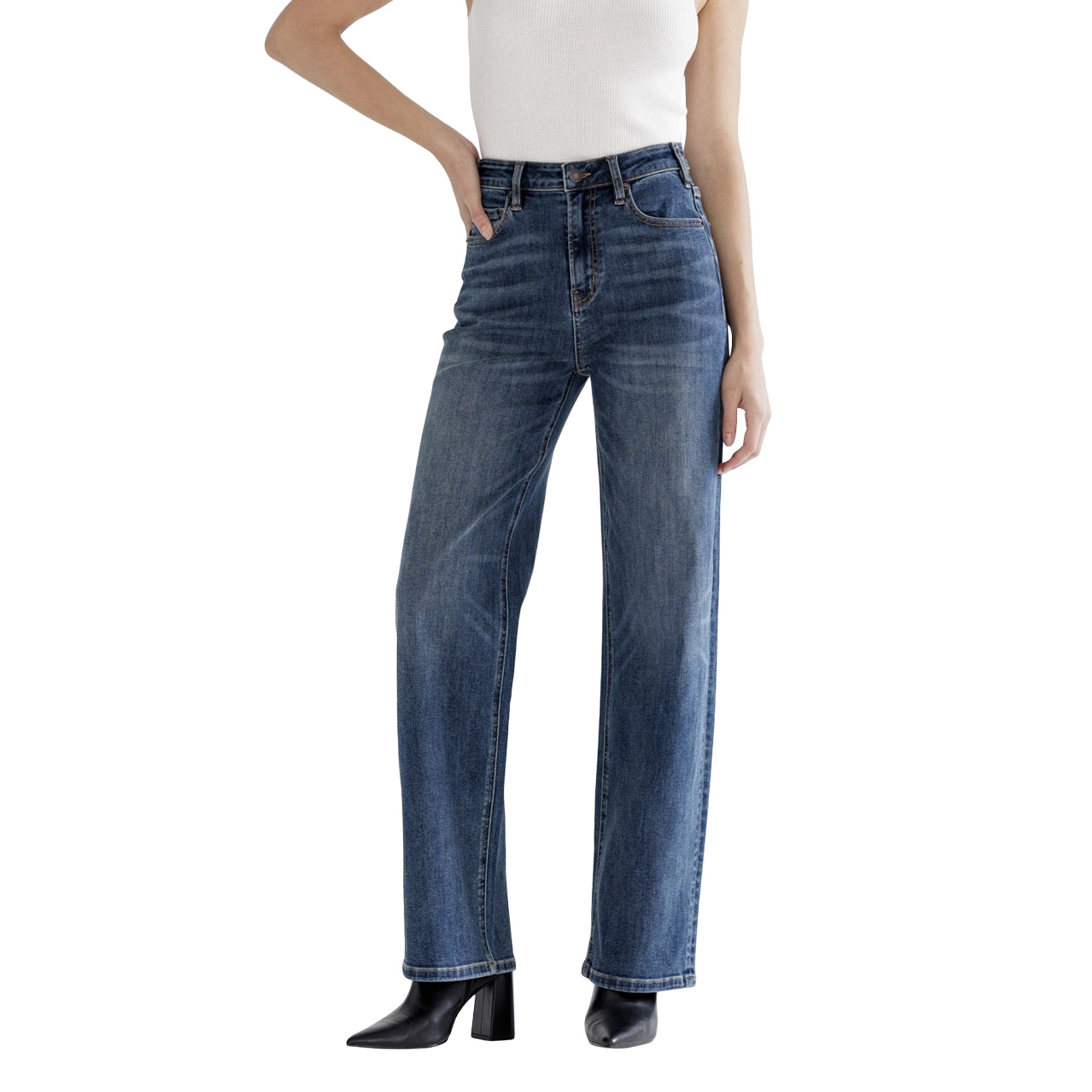 High Rise Loose Fit Wide Leg Jean - Denny's