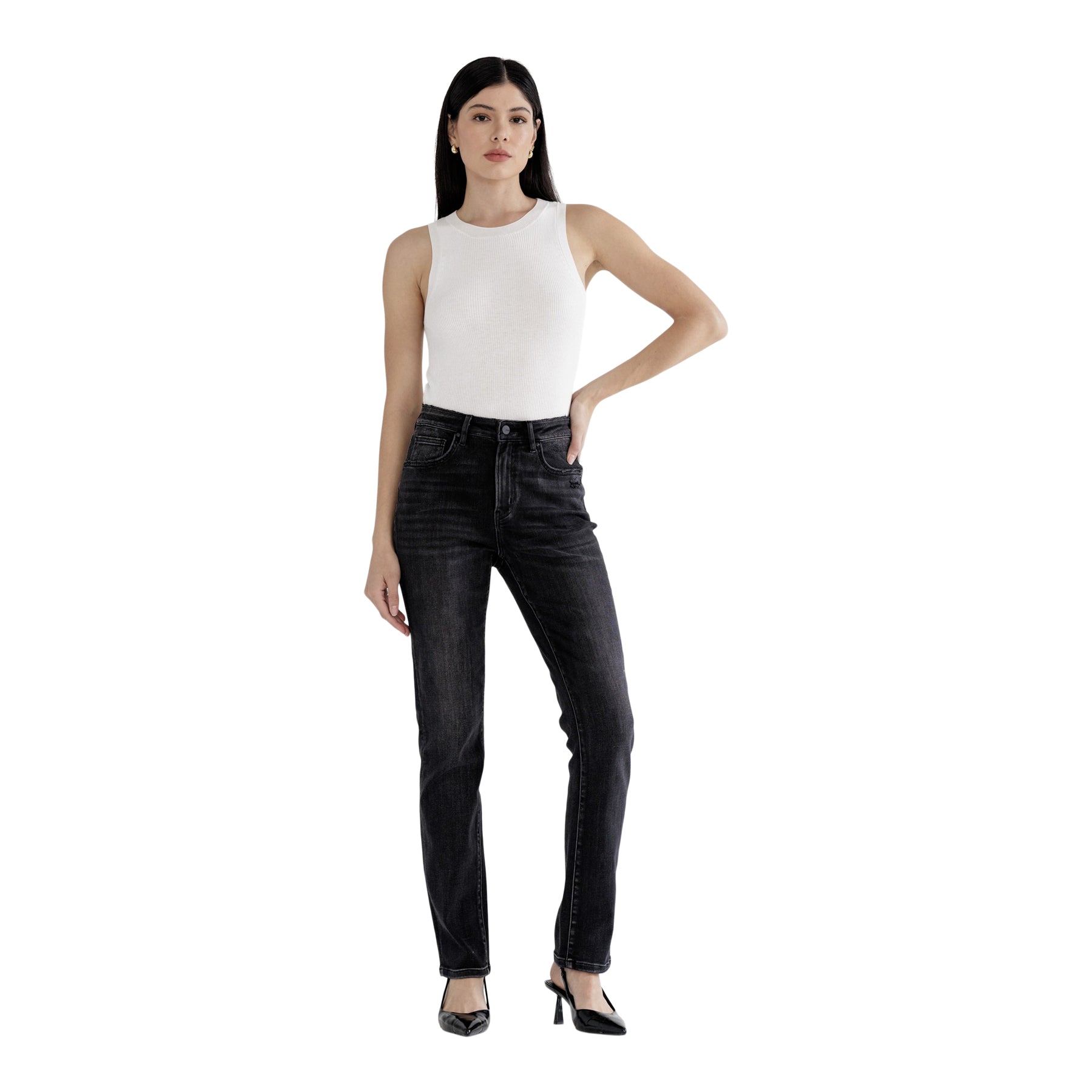 High Rise Slim Straight Leg Jean - Denny's