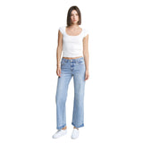 Mid Rise Loose Straight Ankle Jean