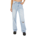 High Rise Knee Slit WIde Leg Jean - Denny's