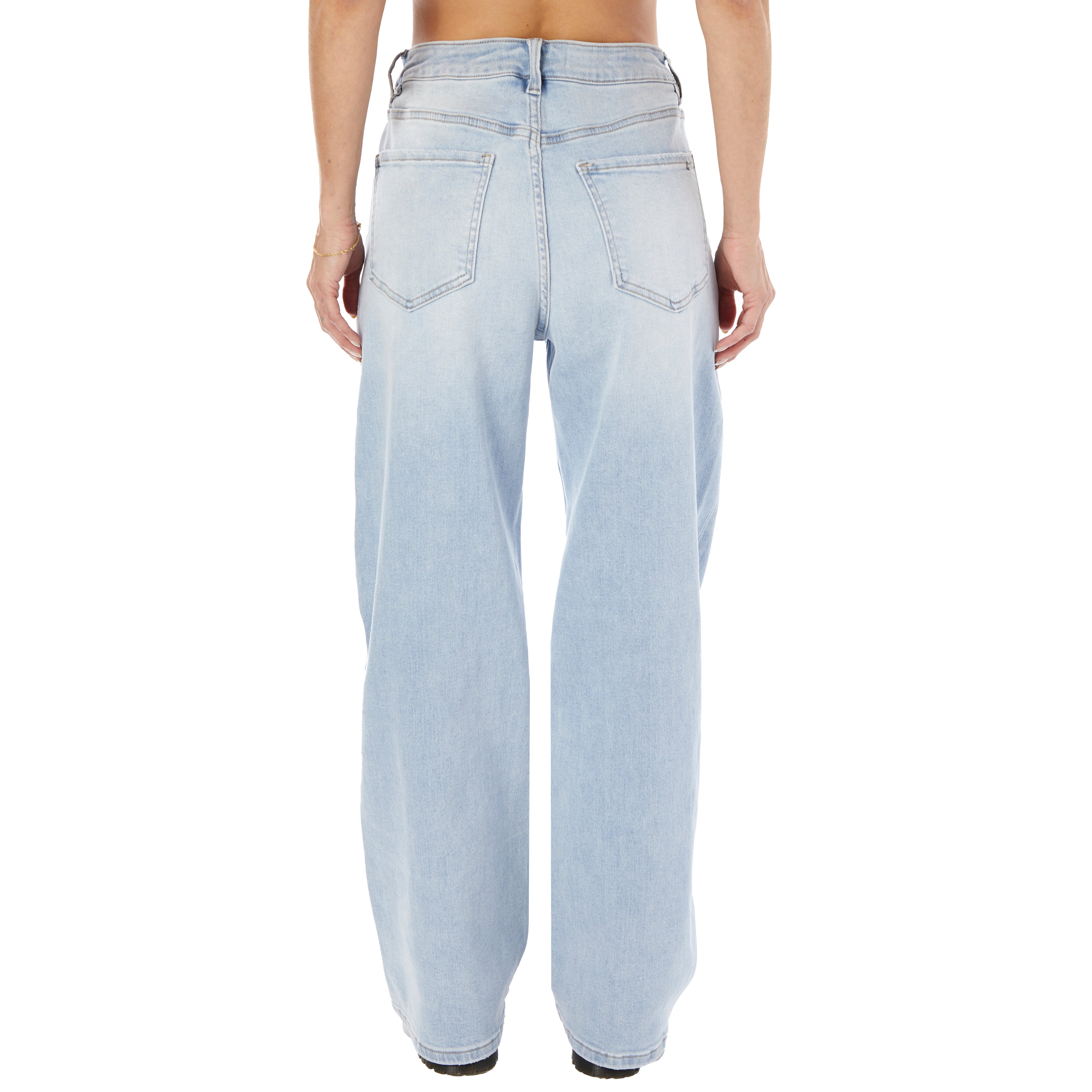 High Rise Knee Slit WIde Leg Jean - Denny's