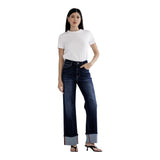 High Rise Wide Cuff Hem Jean - Denny's