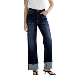 High Rise Wide Cuff Hem Jean - Denny's