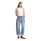 High Rise Cuffed Barrel Jean