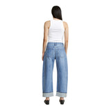 High Rise Cuffed Barrel Jean