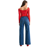 Mid Rise Ankle Wide Leg Jean