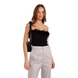 Aster Feather Trim Top - Denny's