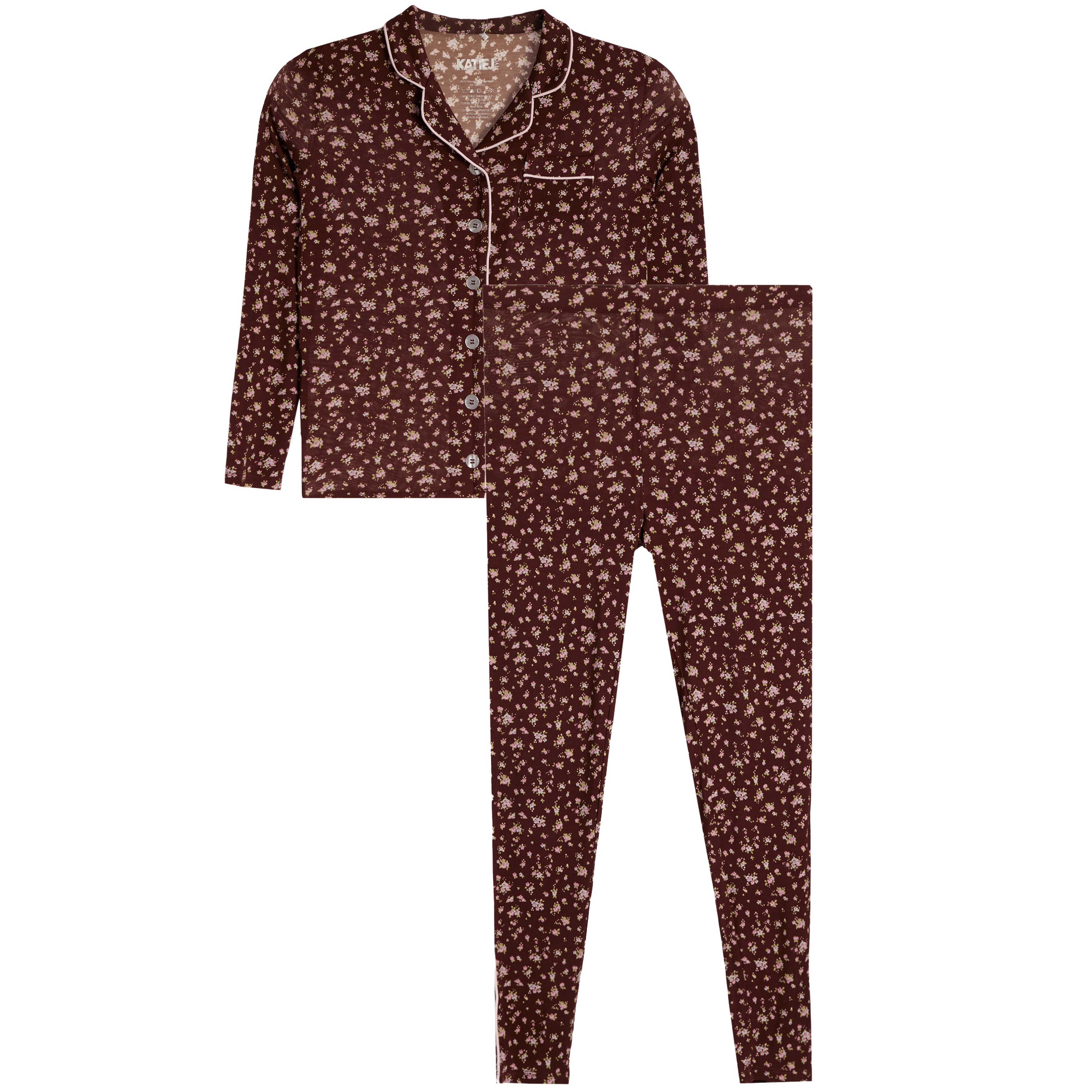 Chocolate Floral Pant Set - Denny's