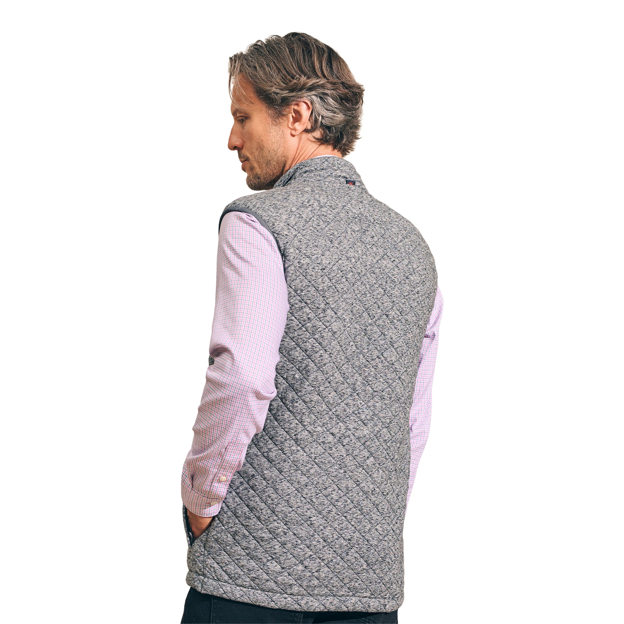 Epic Quilted Fleece Vest In Carbon - Denny's