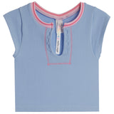 Two Tone Slit Neck Top - Denny's
