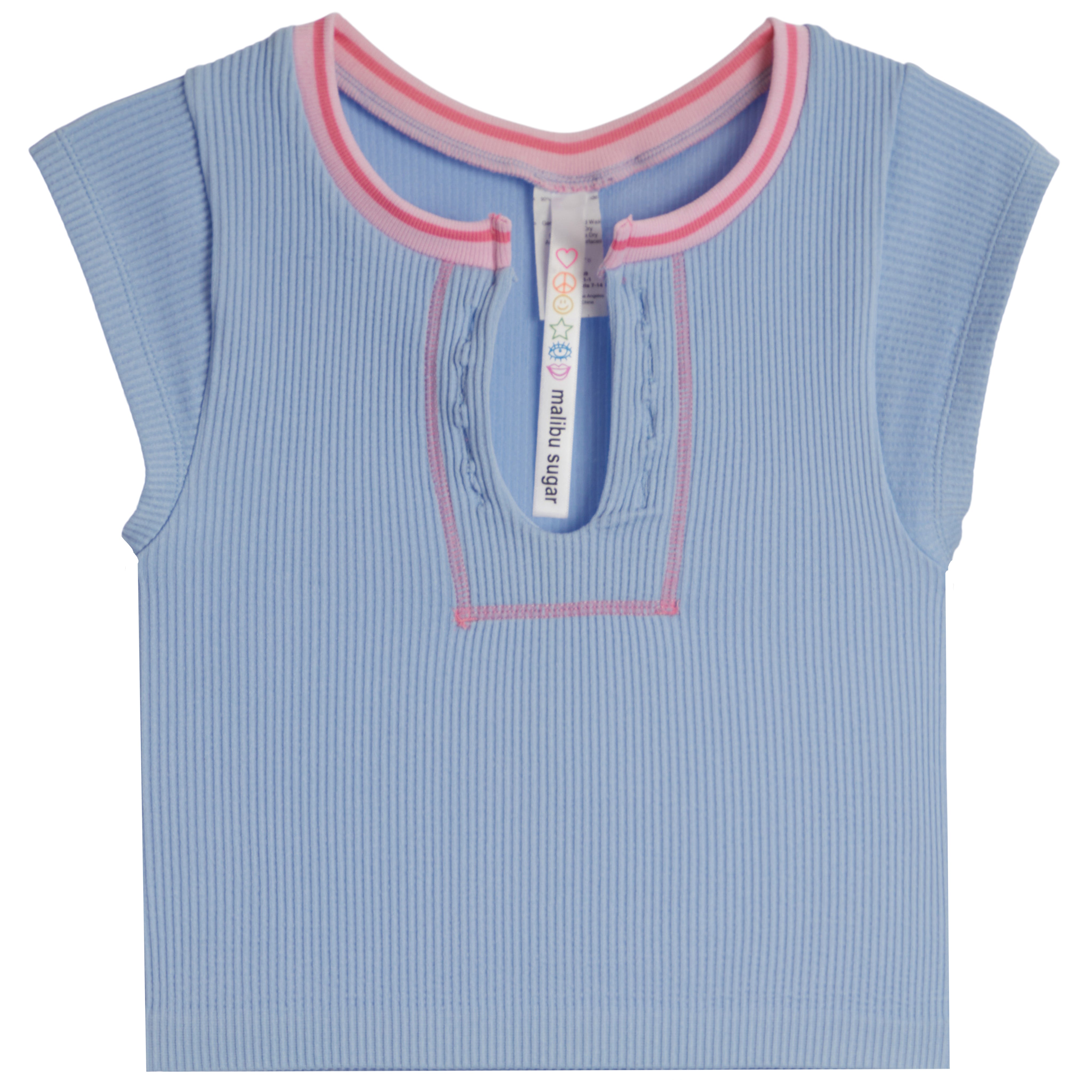 Two Tone Slit Neck Top - Denny's