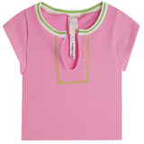 Two Tone Slit Neck Top - Denny's