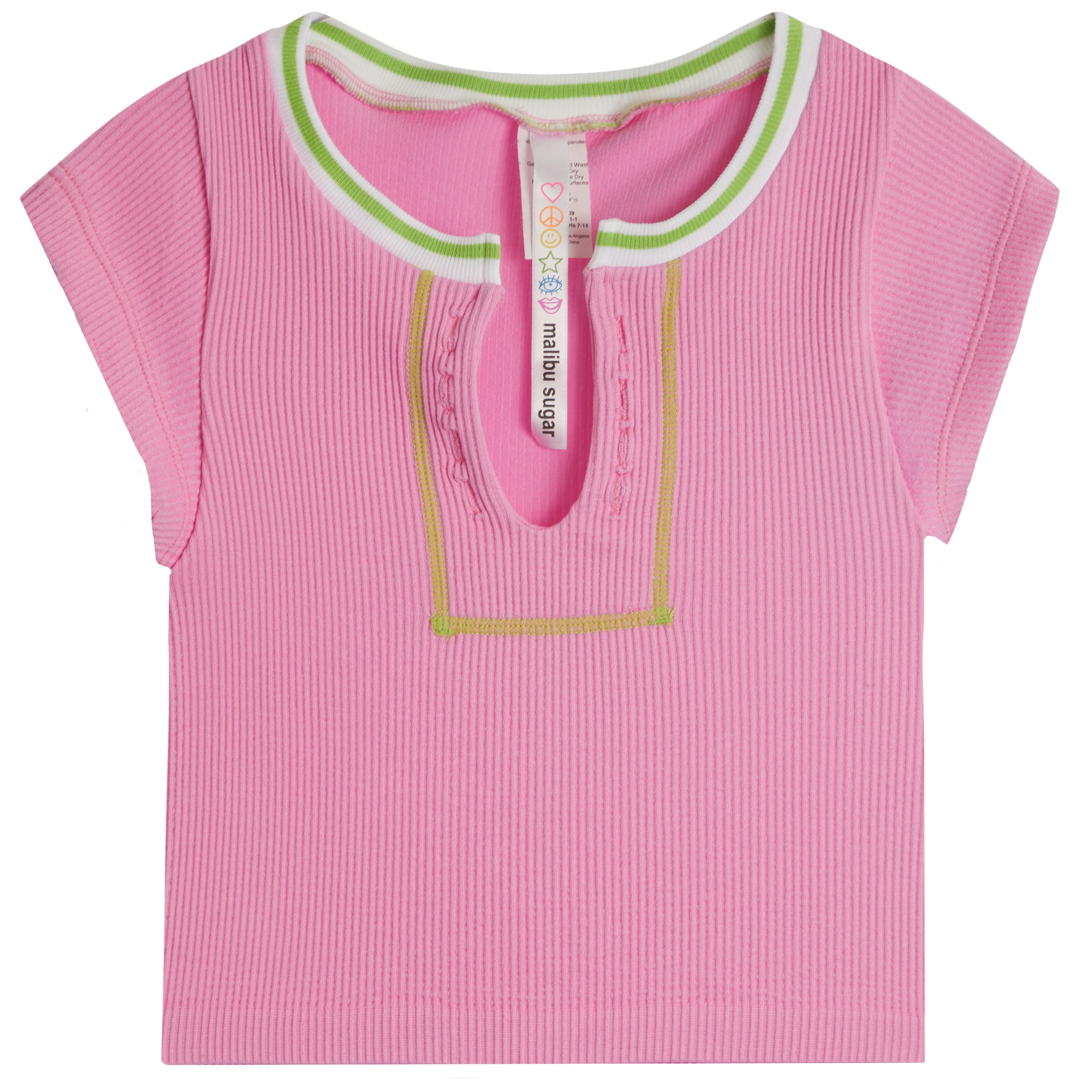 Two Tone Slit Neck Top - Denny's