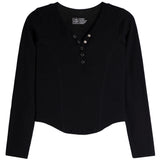Snap Front Ribbed Long Sleeve Shirt - Denny's