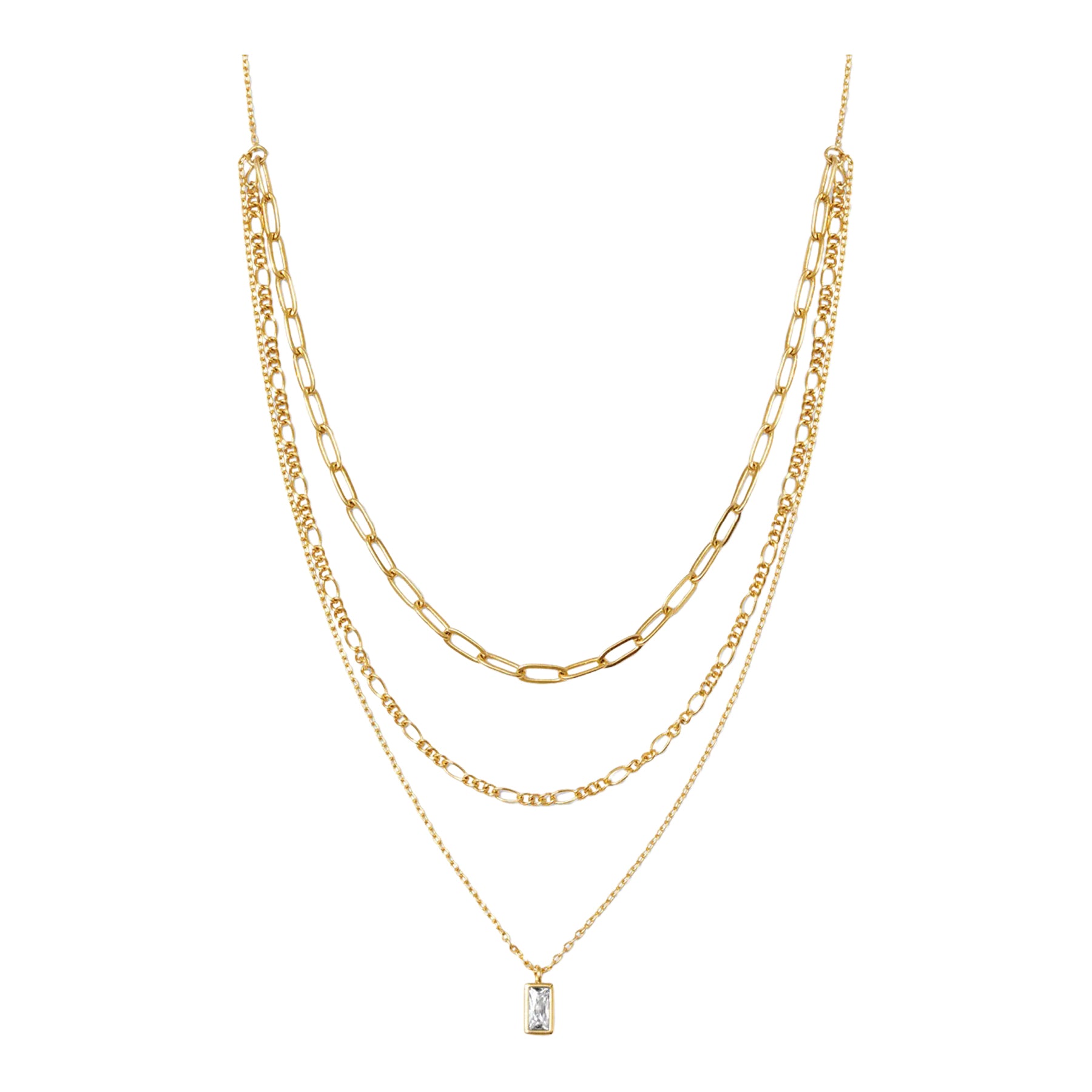 Multi Layer Tiny CZ Pendant Necklace - Denny's