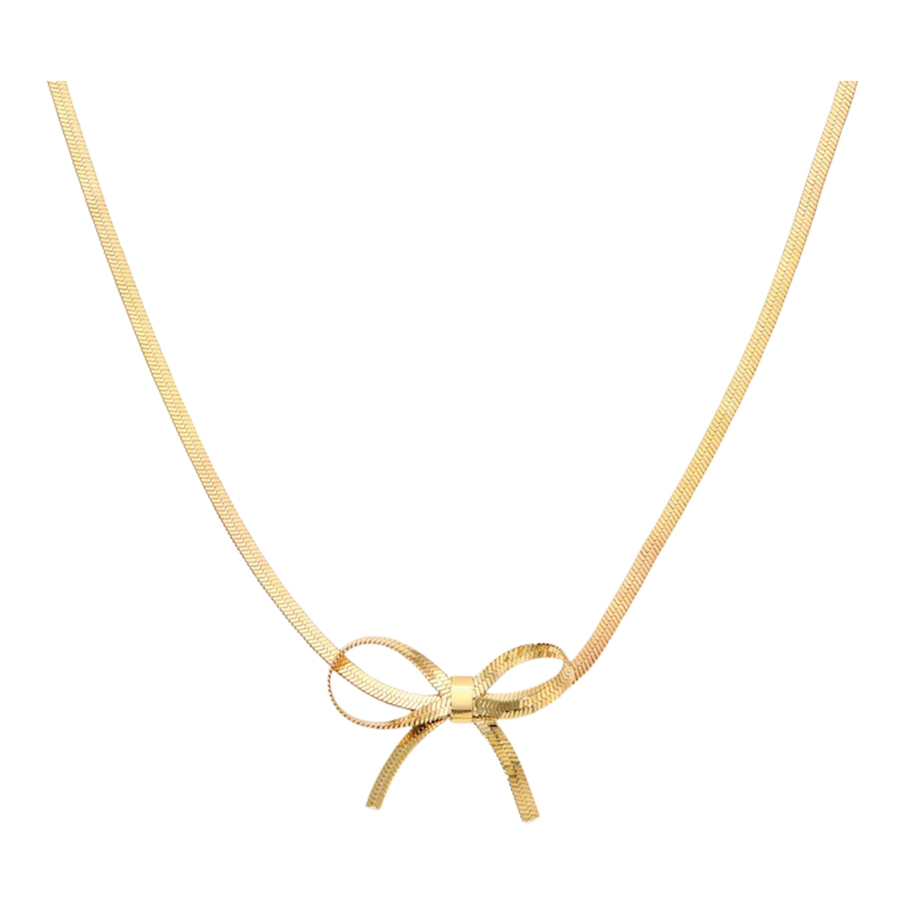 Flowy Herringbone Bow Necklace - Denny's