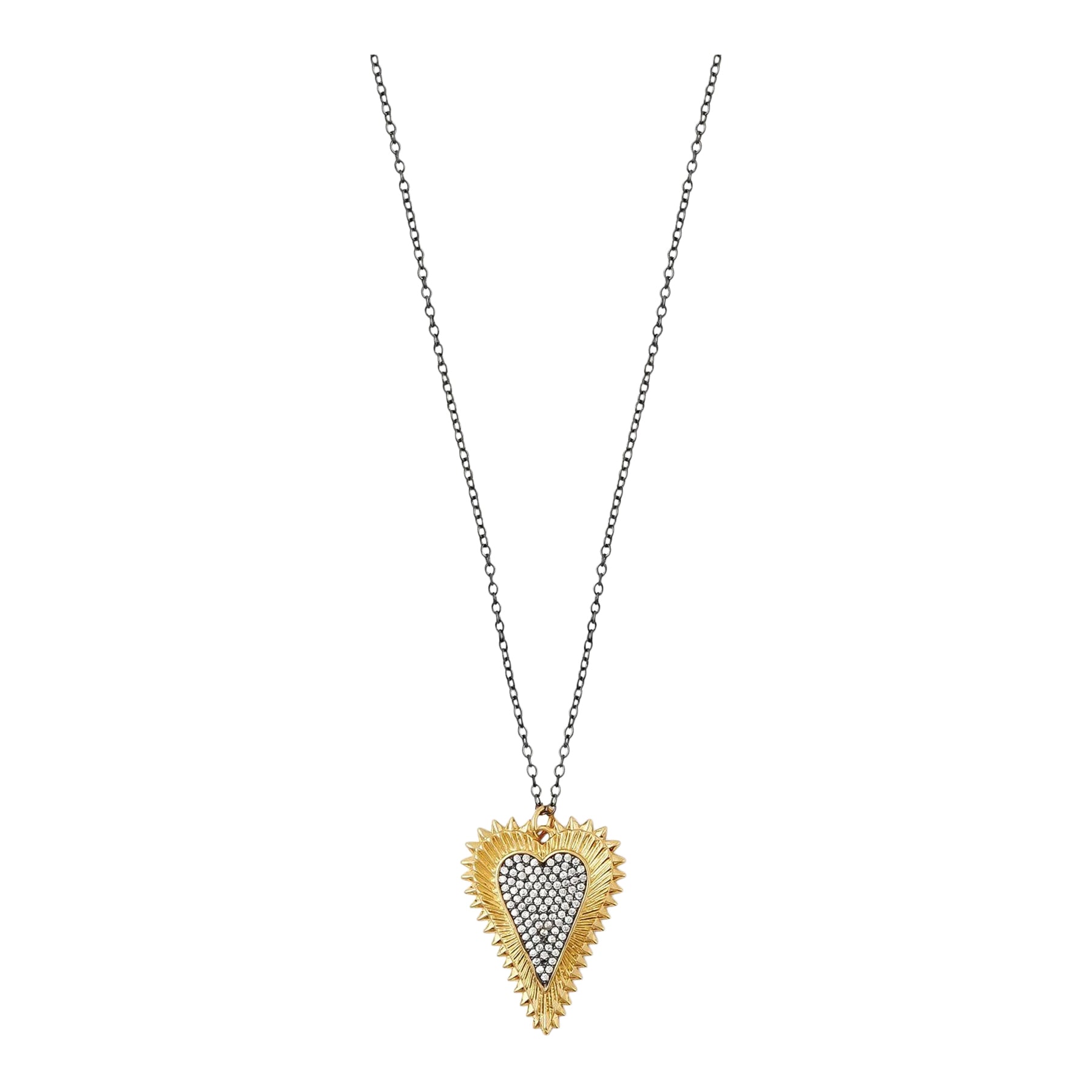 Two-Tone Pave Heart Pendant - Denny's