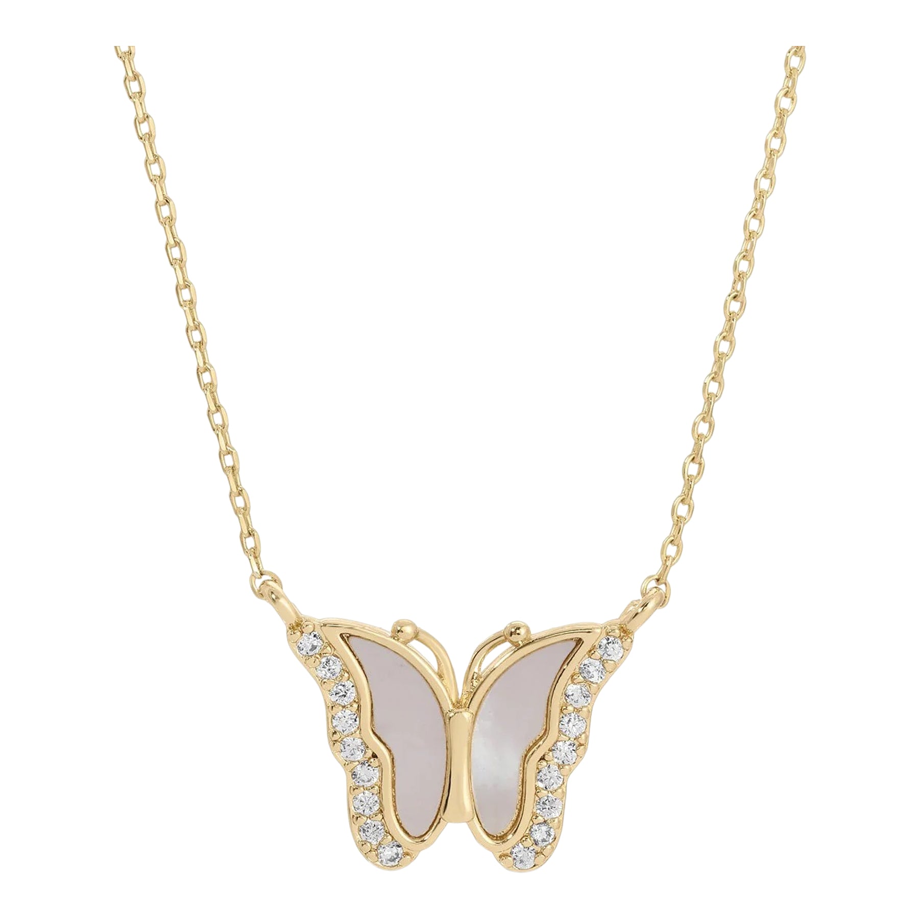 Butterfly Shell Pave Necklace - Denny's