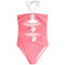 1pc White Roses Cut Out Bathing Suit - Denny's