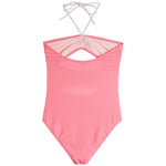 1pc White Roses Cut Out Bathing Suit - Denny's