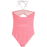 1pc White Roses Cut Out Bathing Suit - Denny's