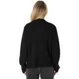 Ripped Hem Mock Neck Sweater - Denny's