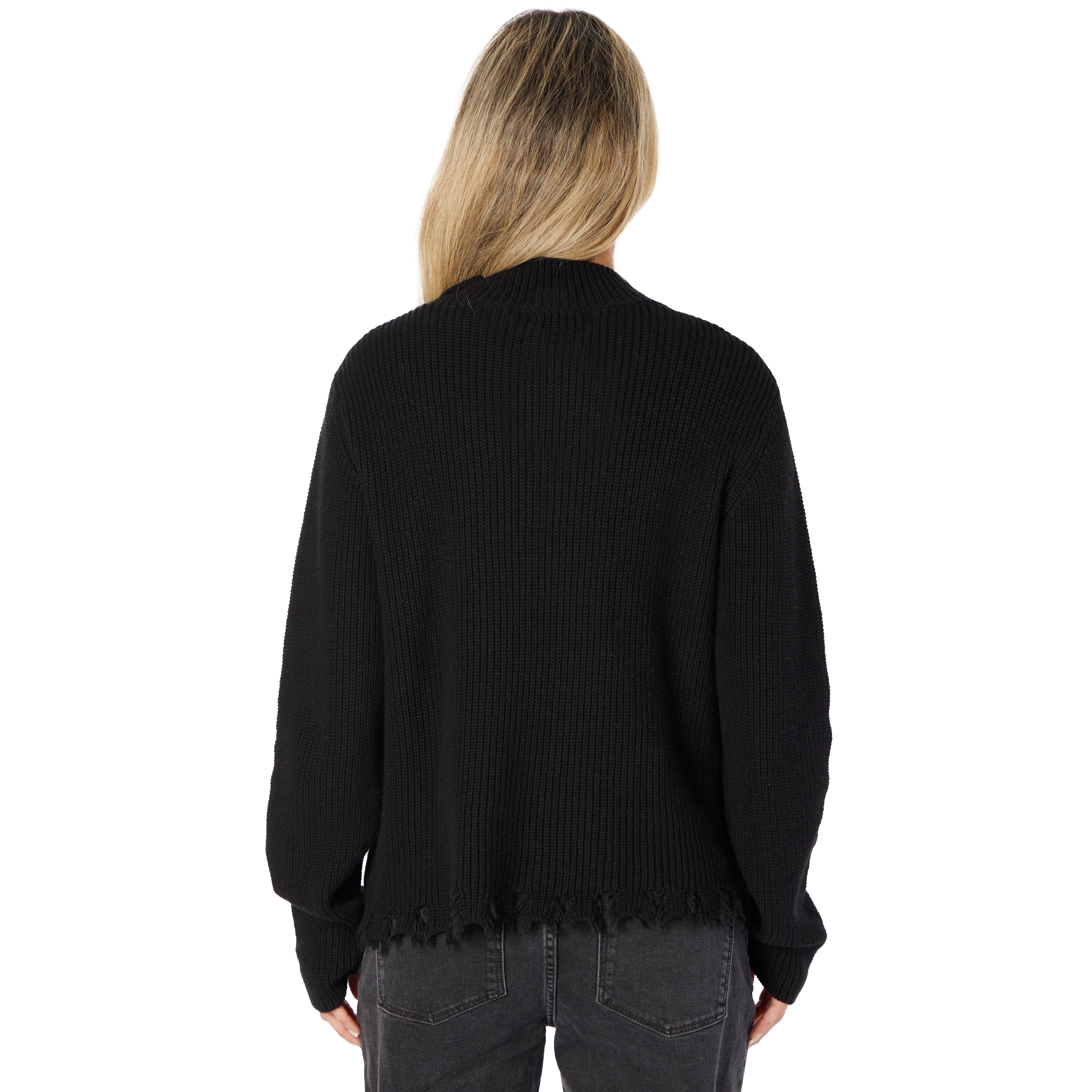 Ripped Hem Mock Neck Sweater - Denny's