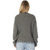 Ripped Hem Mock Neck Sweater - Denny's