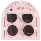 Floral Wayfarer/Daisy Glitter Injected 2 Pack Sunglasses Set