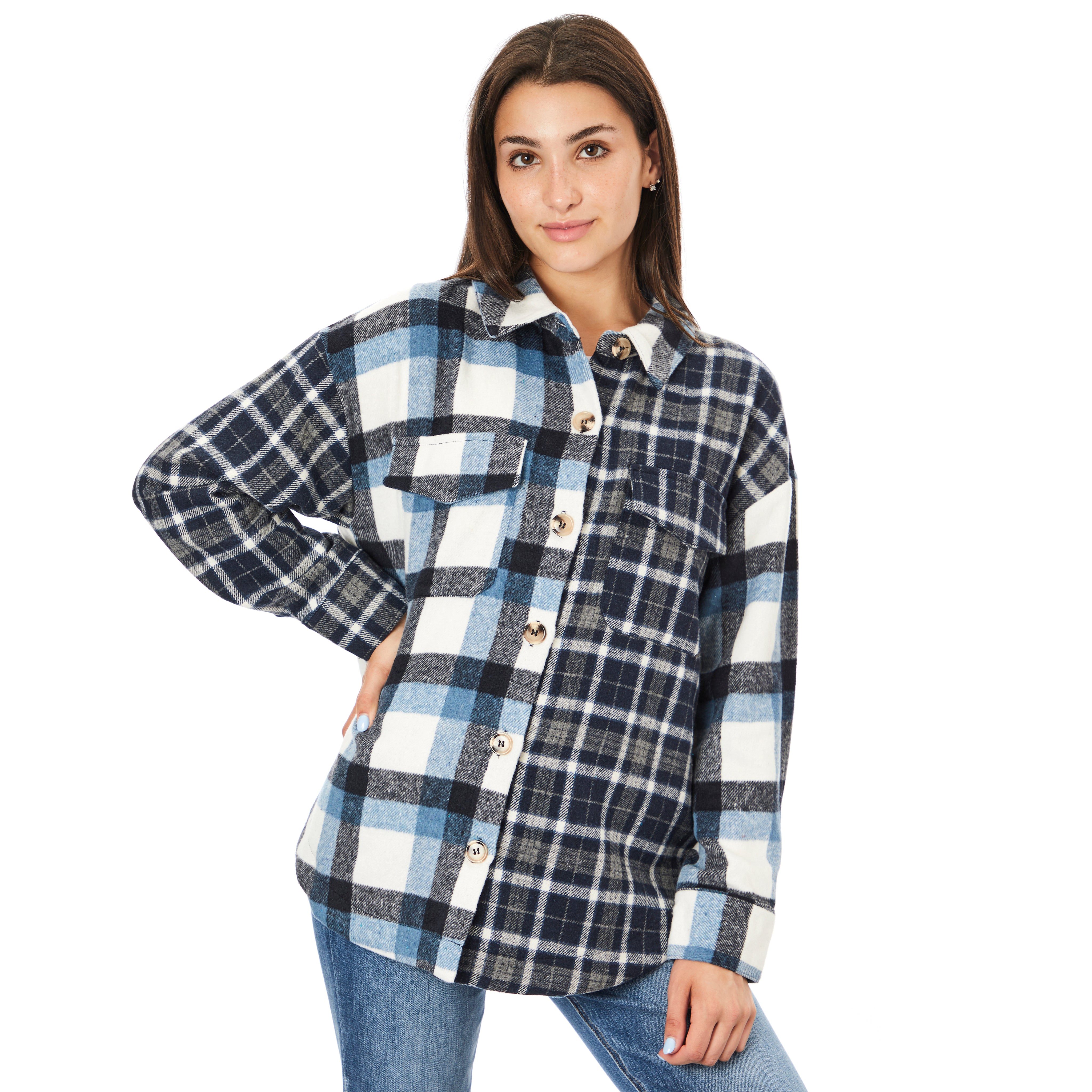 Plaid Blocking Causal Wool Shacket - Denny's